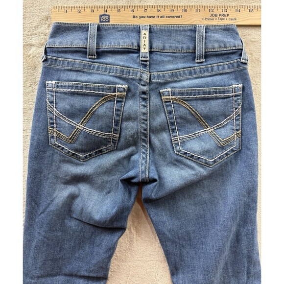 Ariat Real Jeans Women's 27S Arrow MR Boot Blue Mid Rise Stretch Embroidered - Picture 7 of 8